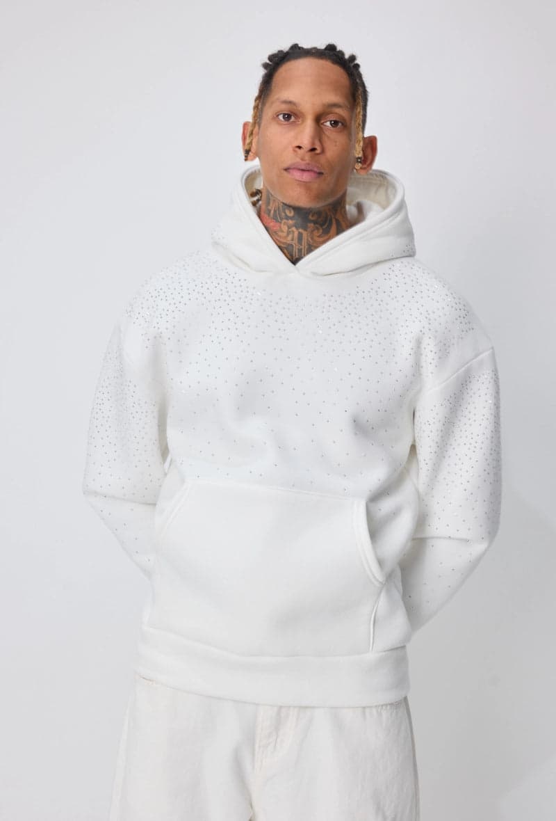 Melyise Rhinestone Dust Hoodie Wit