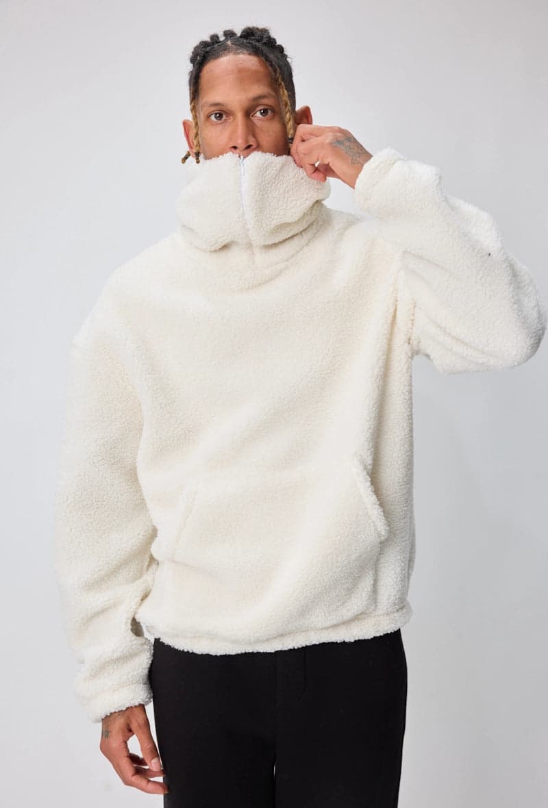 Melyise Teddy Funnel Hoodie Ecru