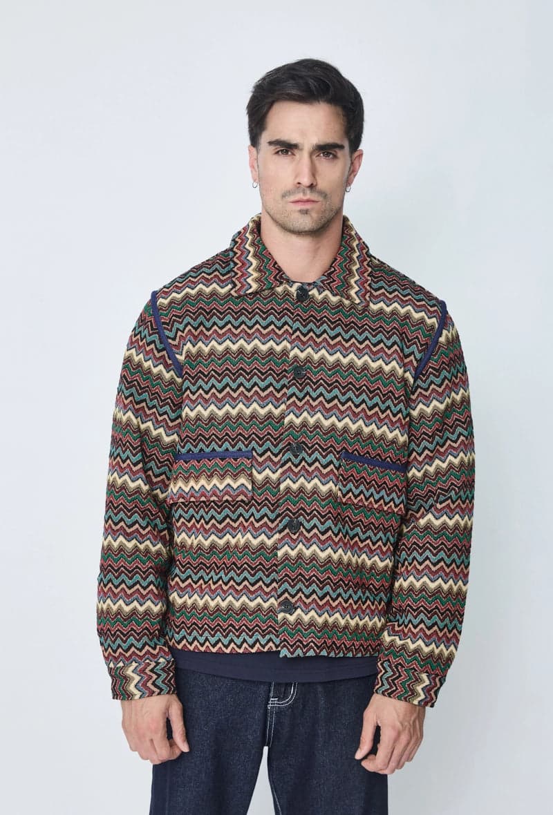 Melyise Zigzag Knit Jacket Multicolor